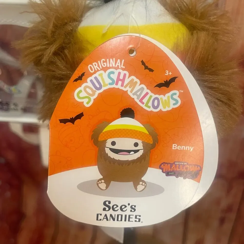Squishmallow x See's Candies Benny Plush Clip NWT & Clear Vinyl Stadium Backpack